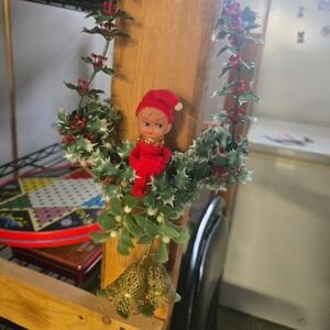 Festive Holiday Wreath with Elf and Bells